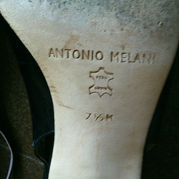 Antonio Melani Women's Glove Fit Black Leather Square Toe Ankle Strap Heels Bows - Picture 8 of 16